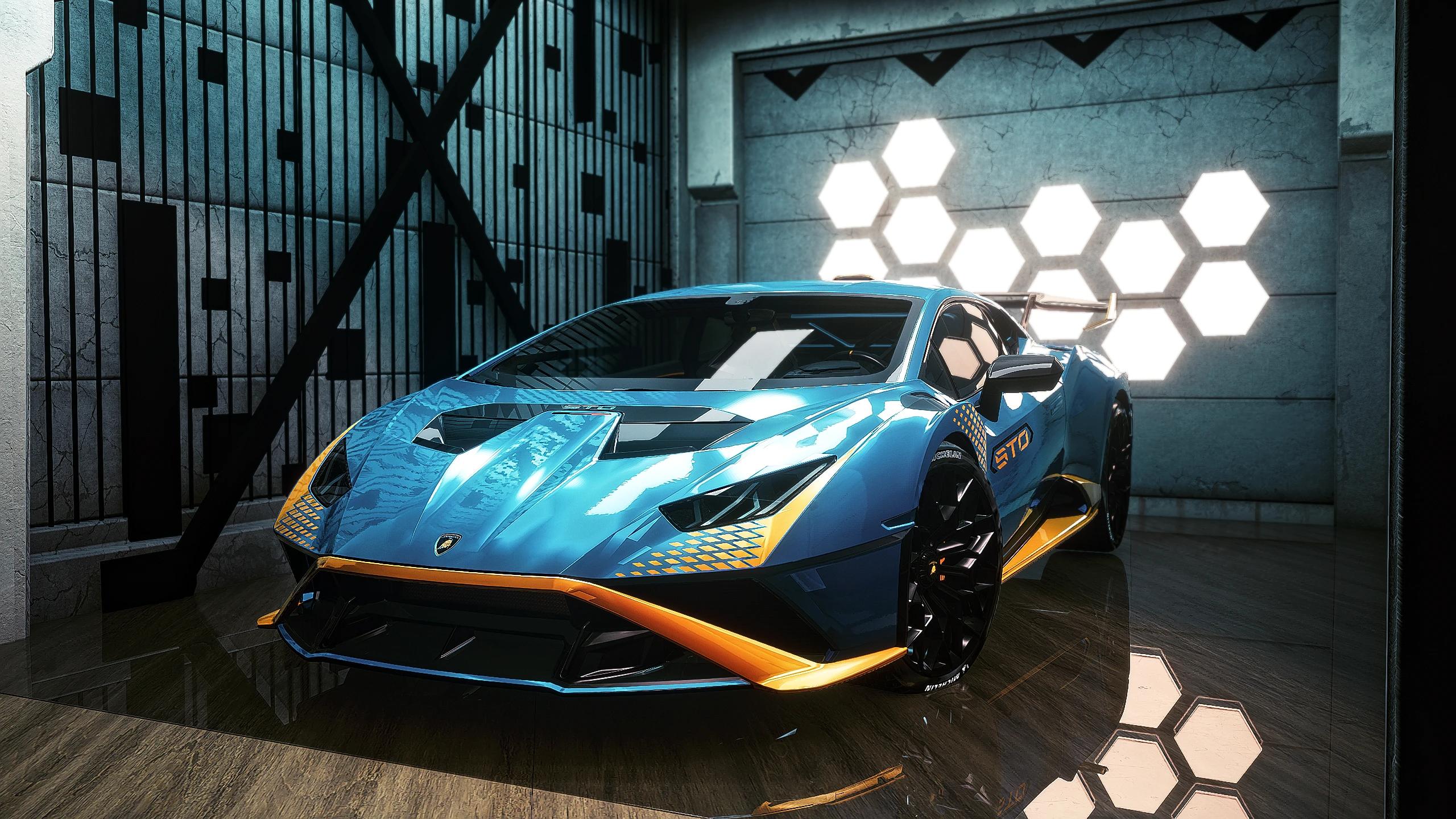 Мод автомобиль Lamborghini Huracan STO Blue для Cyberpunk 2077 | VK Play